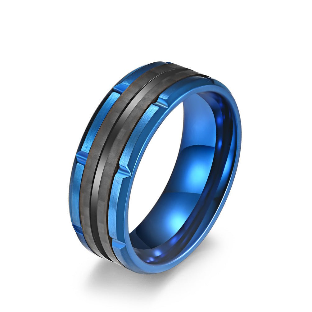 Wee Luxury Men Rings Blue / 9 Carbon Fiber Titanium Rings The Stainless Steel Revolution