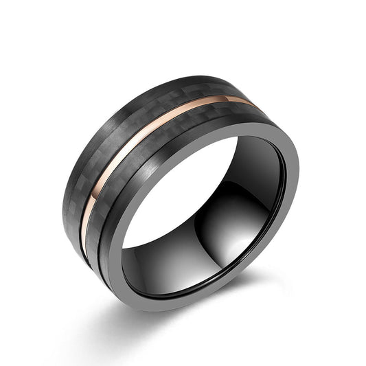 Wee Luxury Men Rings Carbon Fiber Stainless Steel Ring for Men