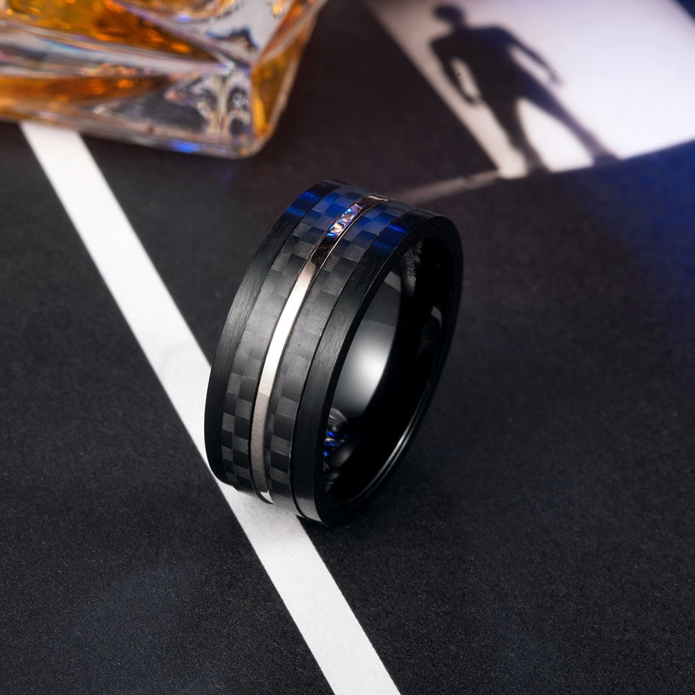 Wee Luxury Men Rings Carbon Fiber Stainless Steel Ring for Men