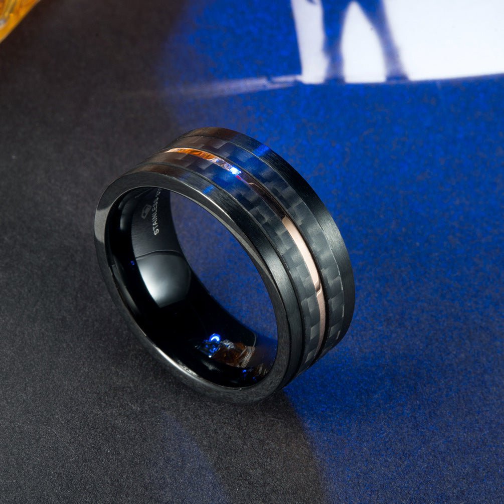 Wee Luxury Men Rings Carbon Fiber Stainless Steel Ring for Men