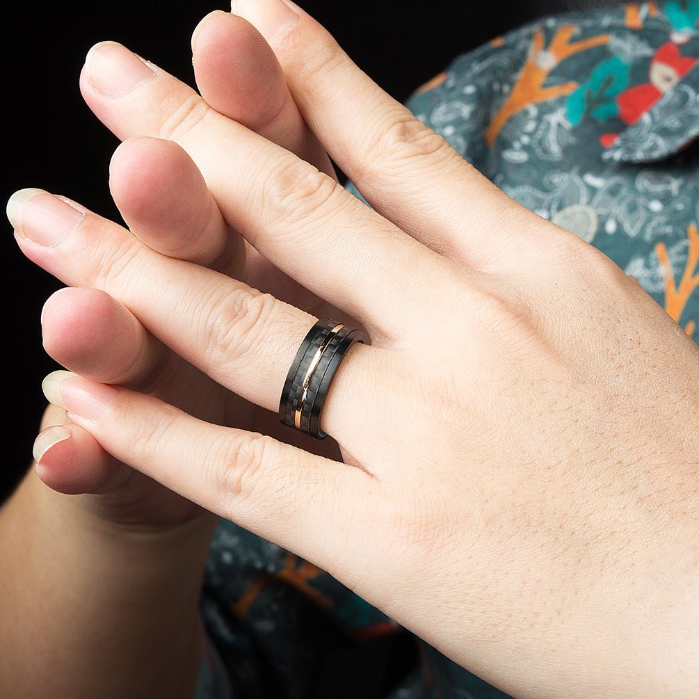 Wee Luxury Men Rings Carbon Fiber Stainless Steel Ring for Men