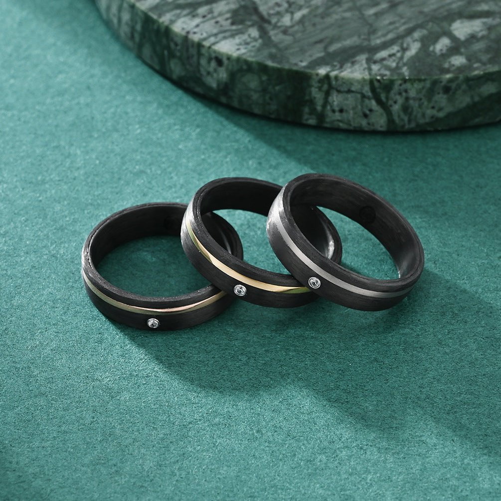 Wee Luxury Men Rings Durable Stylish Titanium and Carbon Fiber Rings for Couples