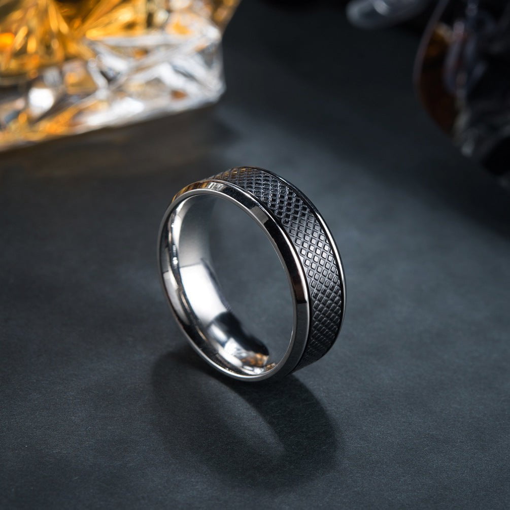 Wee Luxury Men Rings Eternal Style Mens Stainless Steel Rings in Classic Black and White