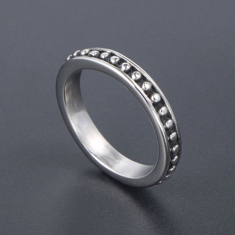 Wee Luxury Men Rings Ethnic Vintage Mens Rings with Classic Wave Dot Design