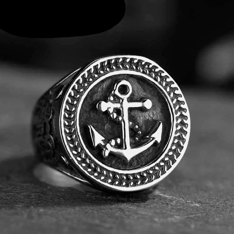 Wee Luxury Men Rings Fashion Chains Anchor 316L Stainless Steel Ring