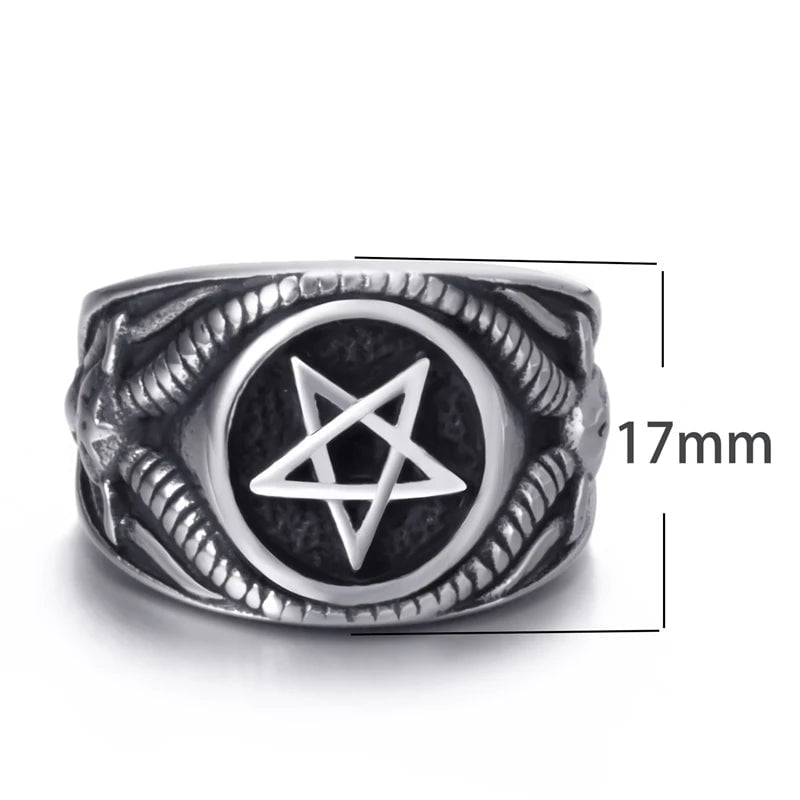 Wee Luxury Men Rings Fashion Pentagram Men Stainless Steel Ring