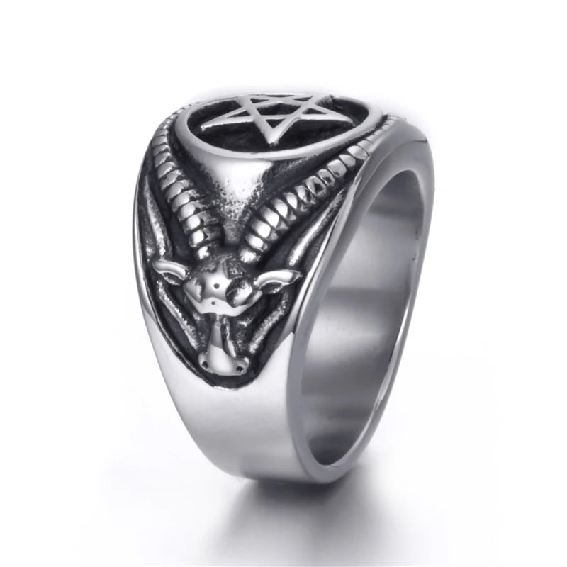 Wee Luxury Men Rings Fashion Pentagram Men Stainless Steel Ring