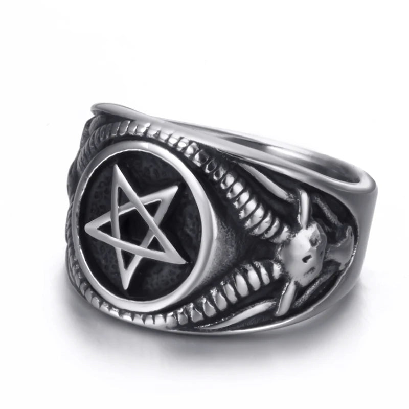 Wee Luxury Men Rings Fashion Pentagram Men Stainless Steel Ring