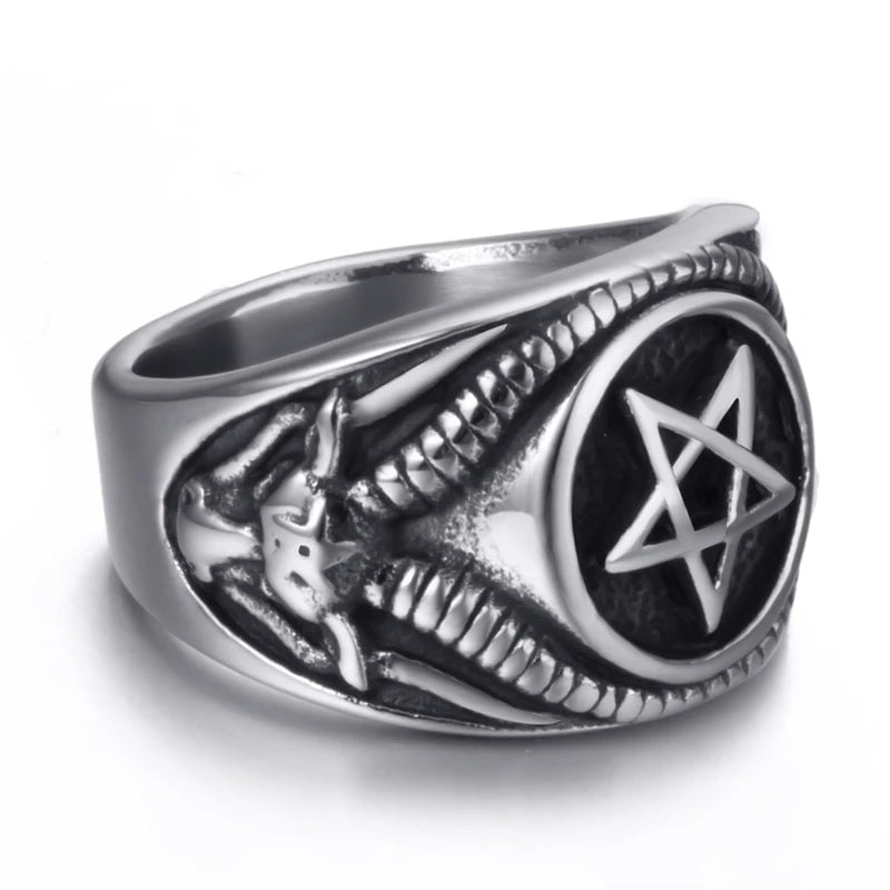 Wee Luxury Men Rings Fashion Pentagram Men Stainless Steel Ring