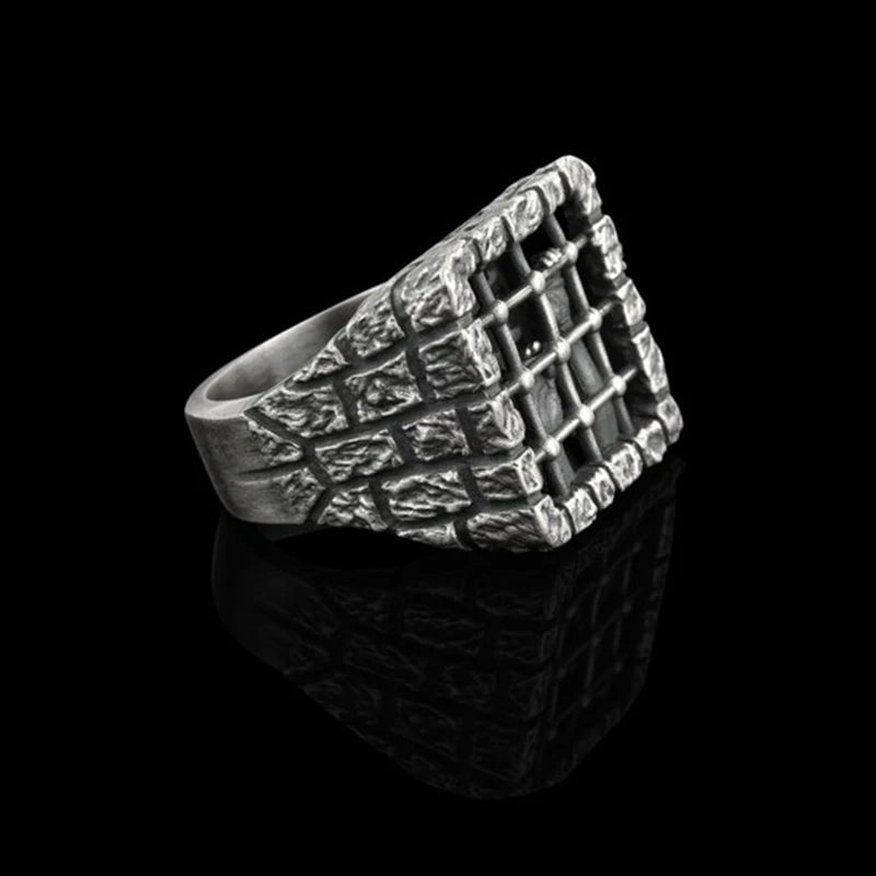 Wee Luxury Men Rings Fashion Punk Gothic 3D Grill Stainless Steel Ring