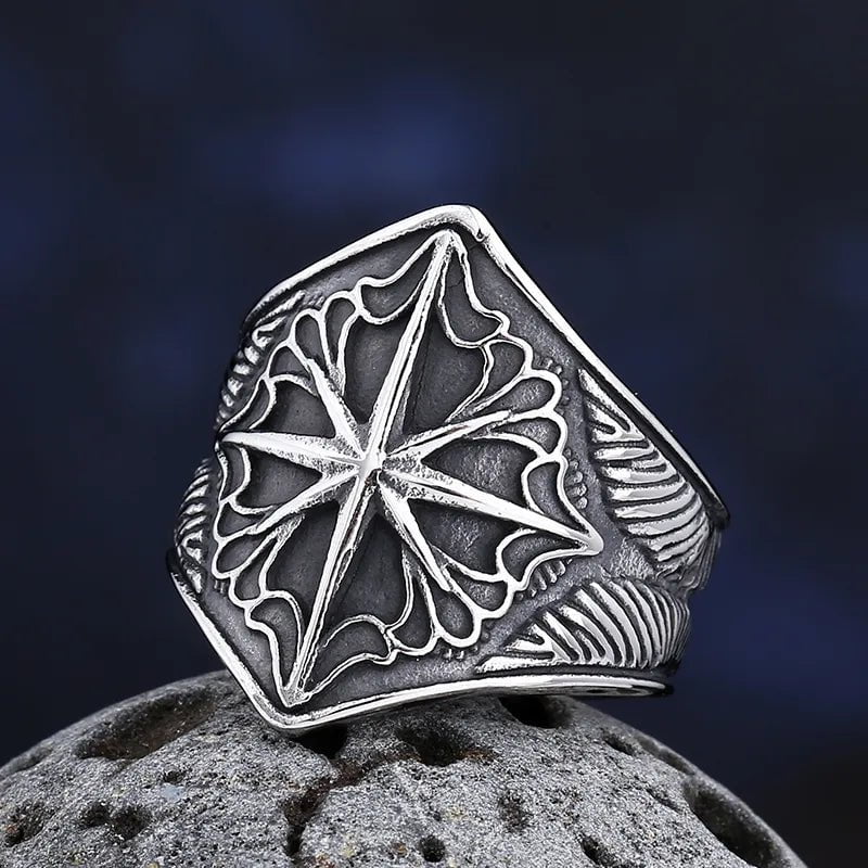 Wee Luxury Men Rings Fashion Stainless Steel Unique Compass Ring For Men