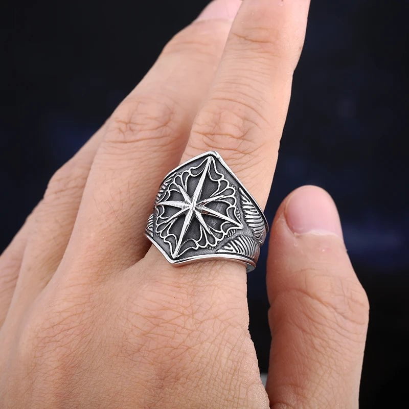 Wee Luxury Men Rings Fashion Stainless Steel Unique Compass Ring For Men