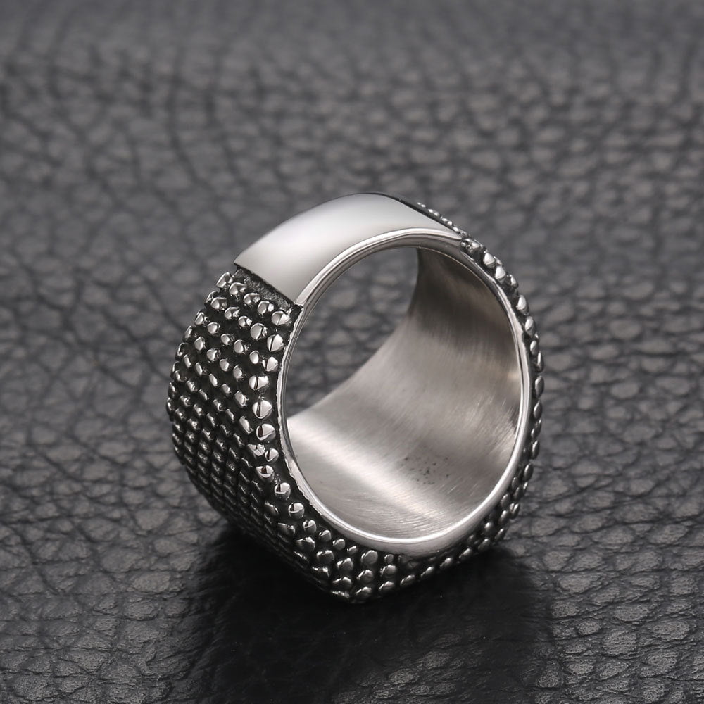 Wee Luxury Men Rings Geometric Titanium Steel Men's Rapper Rings with Retro Punk Style