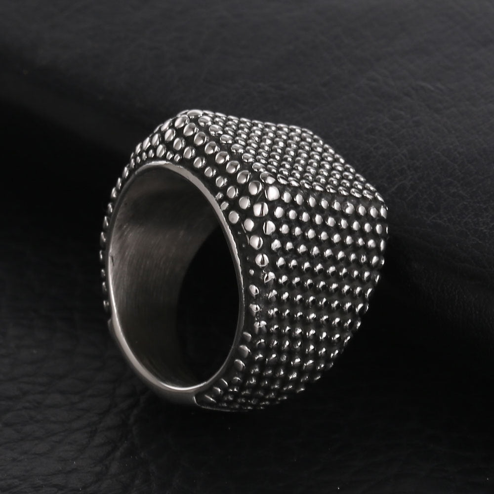 Wee Luxury Men Rings Geometric Titanium Steel Men's Rapper Rings with Retro Punk Style