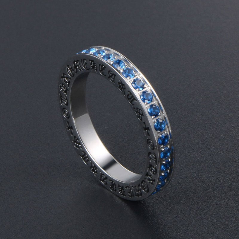 Wee Luxury Men Rings Geometric Titanium Steel Tricolor Ring with Diamond Accents for Men