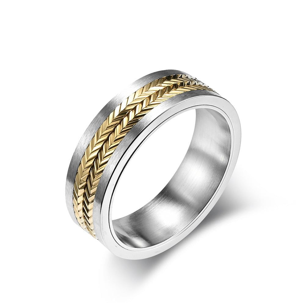 Wee Luxury Men Rings Gold / 7 Retro Titanium Steel Ring for Men and Women