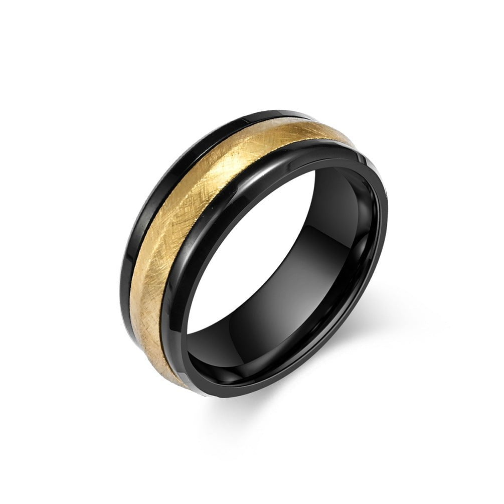 Wee Luxury Men Rings Gold / 9 Mens Sleek DualTone Stainless Steel Ring Timeless Elegance