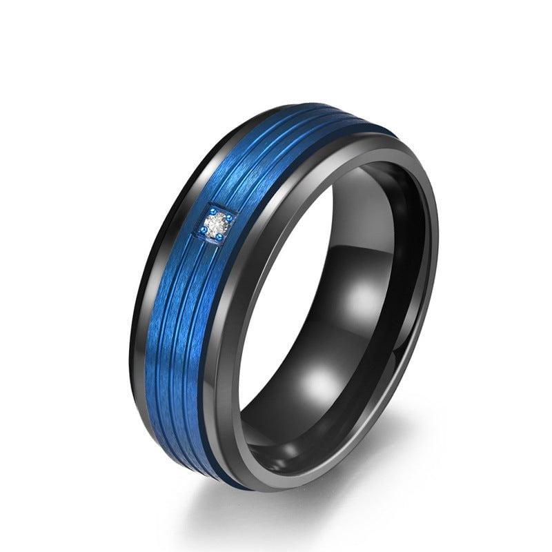 Wee Luxury Men Rings Luxurious Titanium Steel Rings with Sparkling Zircon Inlay