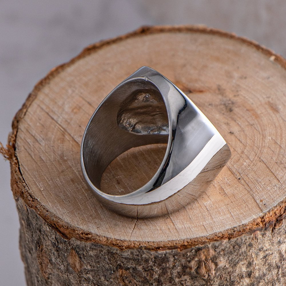 Wee Luxury Men Rings Men's Retro Geometric Titanium Flat Round Head Ring