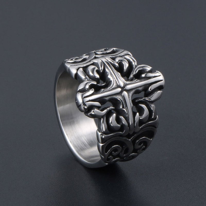 Wee Luxury Men Rings Men's Stainless Steel Ring with Geometric Titanium Design