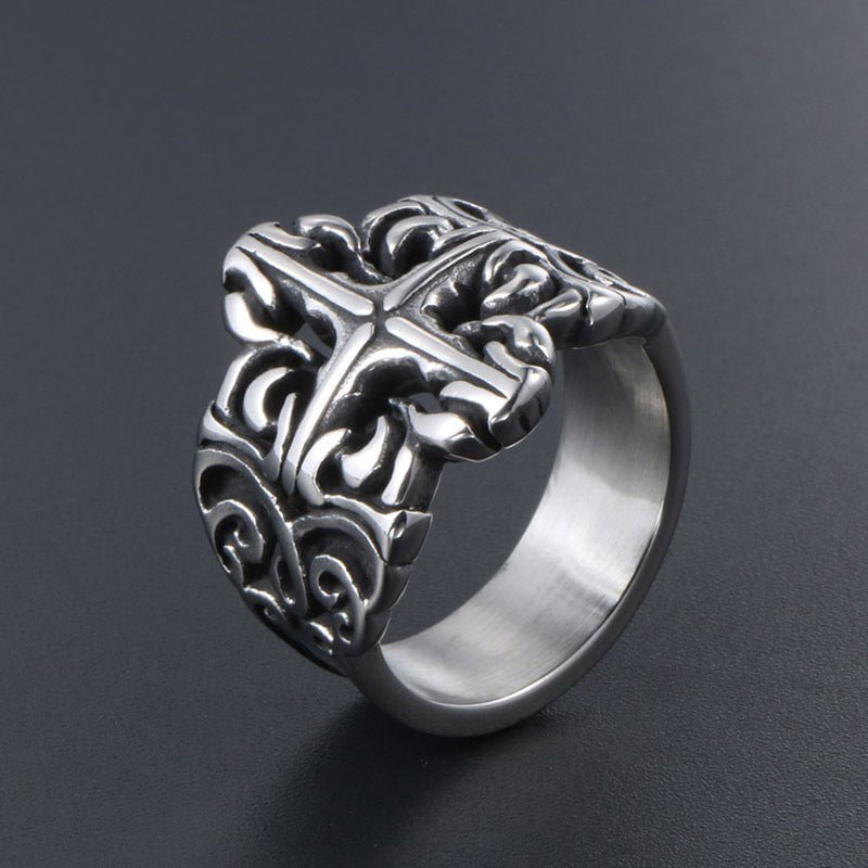 Wee Luxury Men Rings Men's Stainless Steel Ring with Geometric Titanium Design