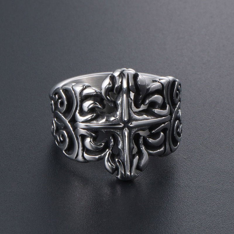 Wee Luxury Men Rings Men's Stainless Steel Ring with Geometric Titanium Design