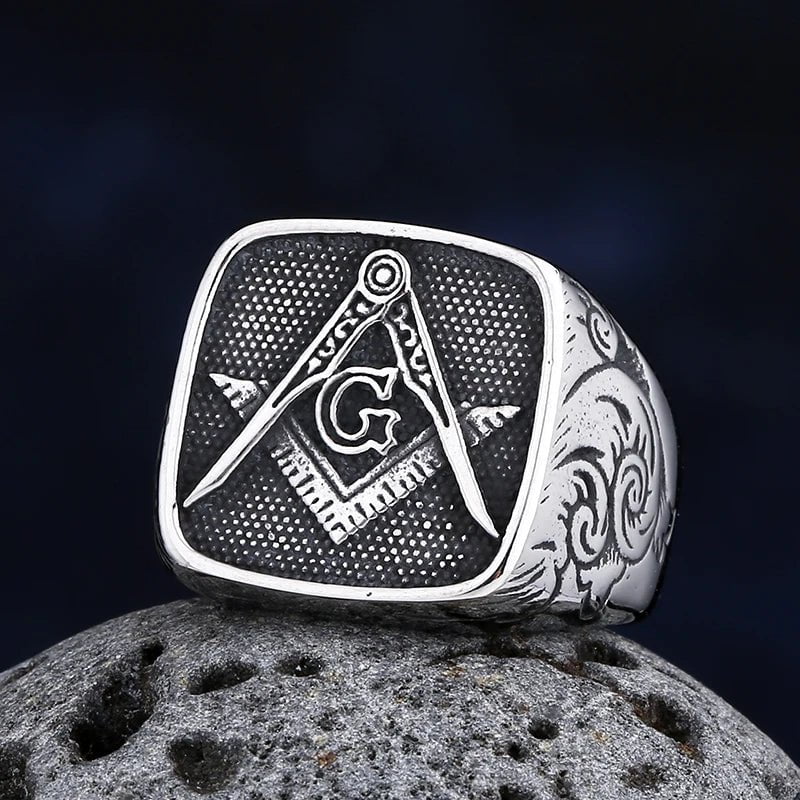 Wee Luxury Men Rings Men Trendy Freemasonry 316L Stainless Steel Ring