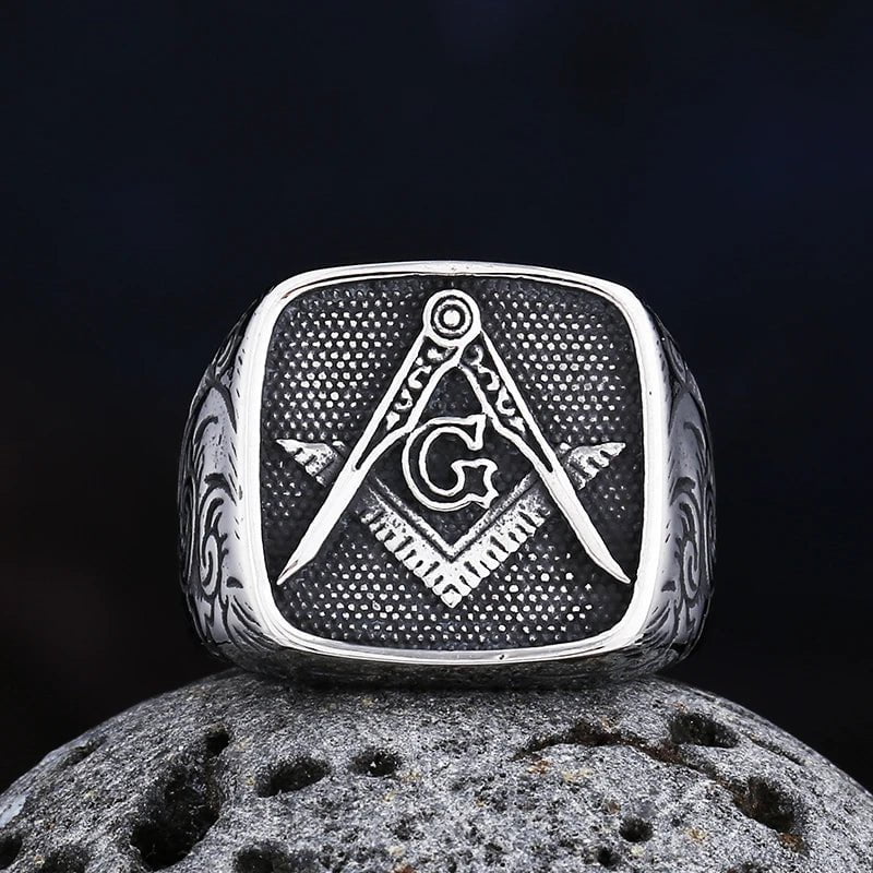 Wee Luxury Men Rings Men Trendy Freemasonry 316L Stainless Steel Ring