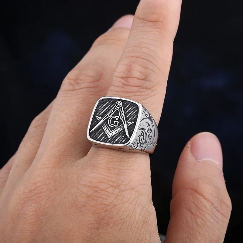 Wee Luxury Men Rings Men Trendy Freemasonry 316L Stainless Steel Ring