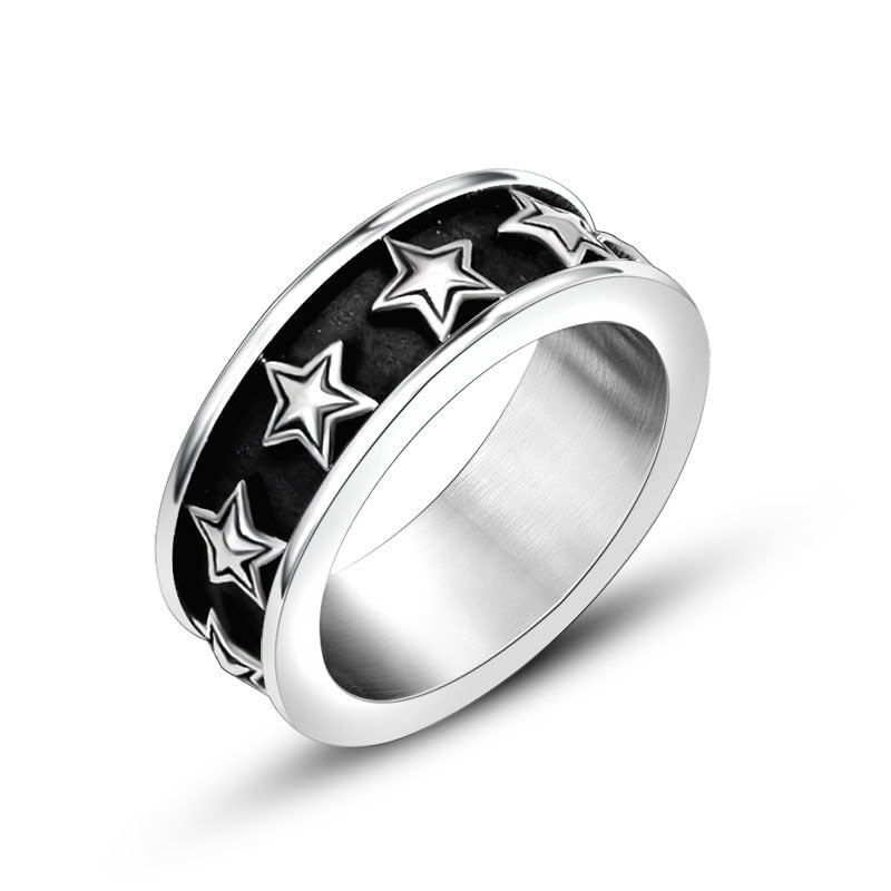 Wee Luxury Men Rings Personalized Five-Pointed Star Ring in Titanium Steel