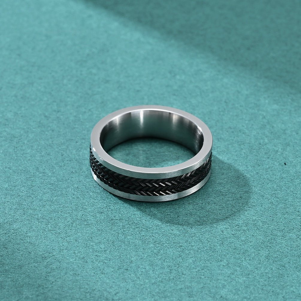 Wee Luxury Men Rings Retro Titanium Steel Ring for Men and Women