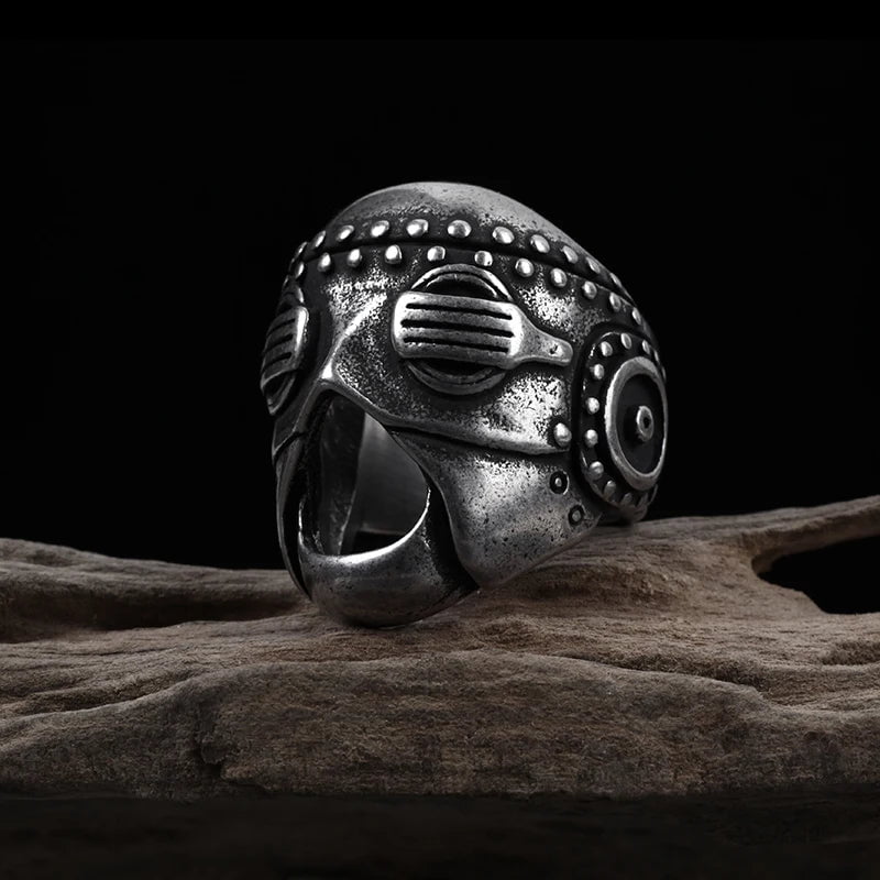 Wee Luxury Men Rings Skeleton DJ Mask Skull Gothic Men Vintage Rings