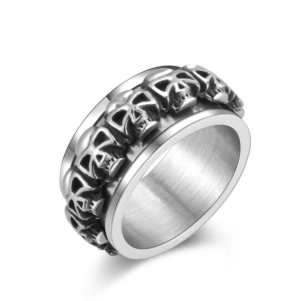 Wee Luxury Men Rings Stainless Steel Skull Rotating Ring - Unique Couples Accessory