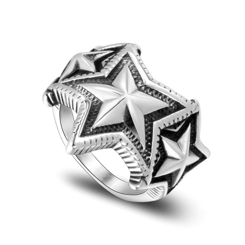 Wee Luxury Men Rings Unique Five-Pointed Star Design Men's Index Finger Ring