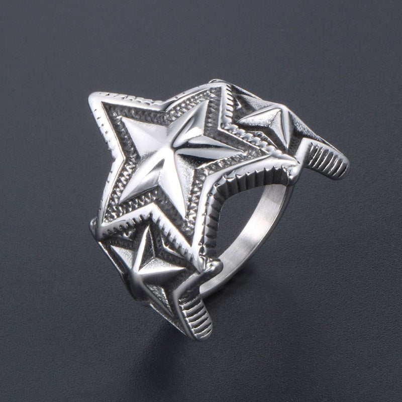 Wee Luxury Men Rings Unique Five-Pointed Star Design Men's Index Finger Ring