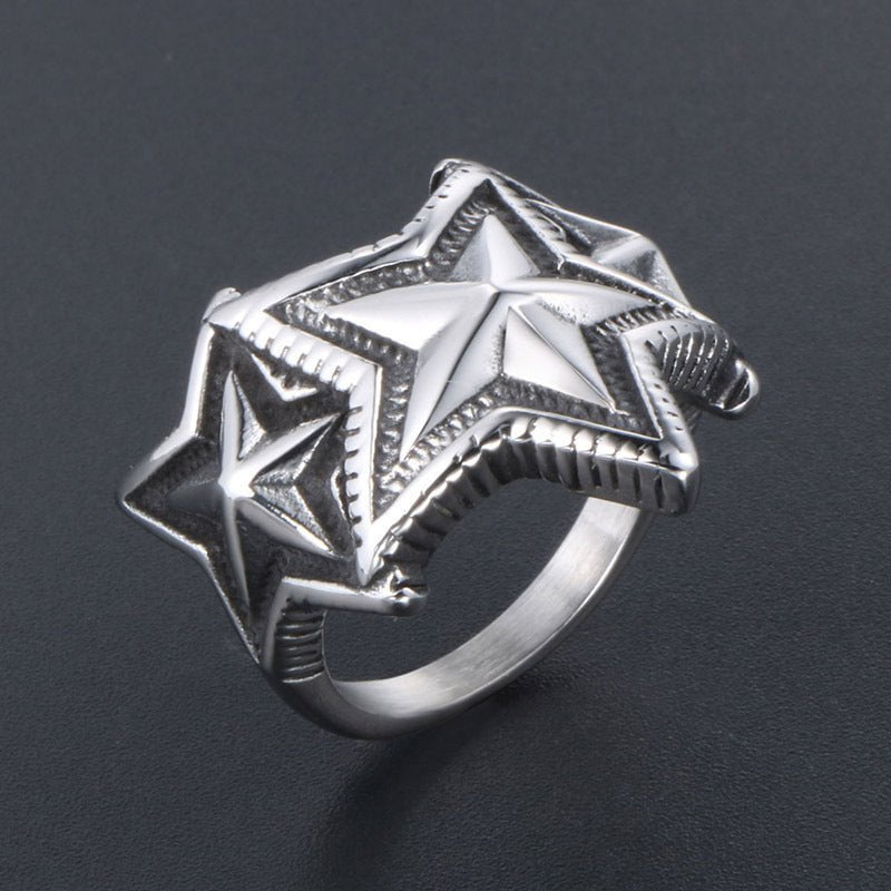 Wee Luxury Men Rings Unique Five-Pointed Star Design Men's Index Finger Ring