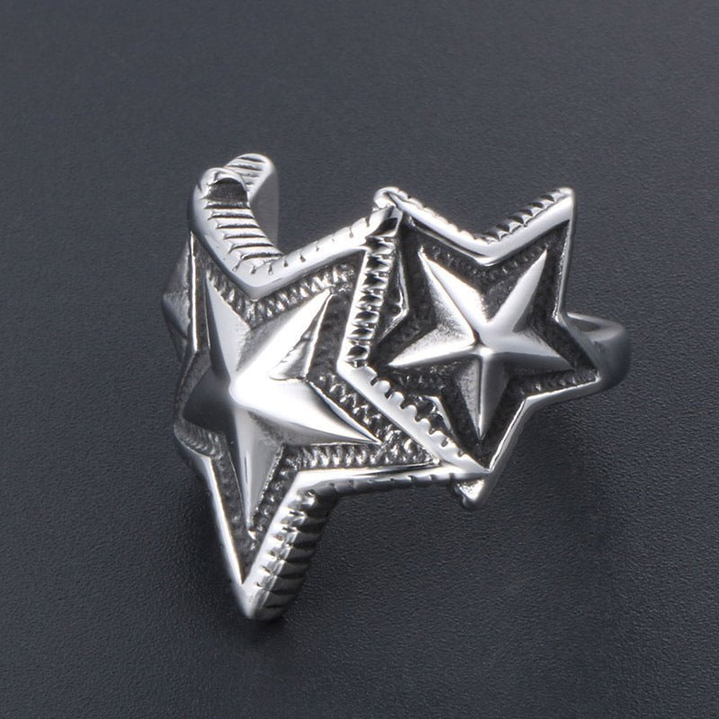 Wee Luxury Men Rings Unique Five-Pointed Star Design Men's Index Finger Ring