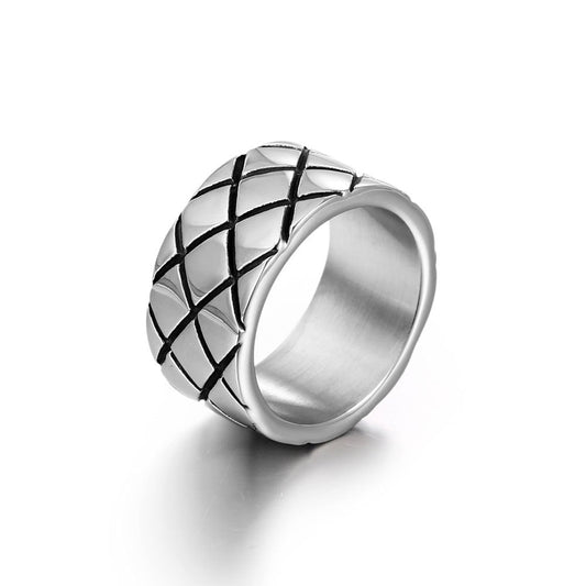 Wee Luxury Men Rings Us size 7 Men's Diamond Square Ring in Fashion Titanium Steel