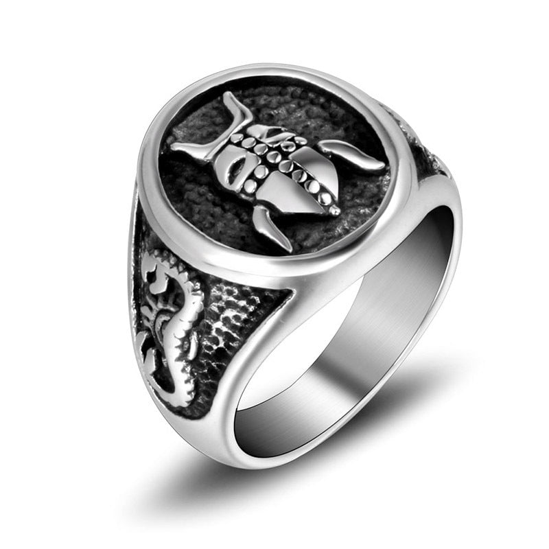 Wee Luxury Men Rings Vintage-Inspired Titanium Steel Men's Pattern Bee Ring