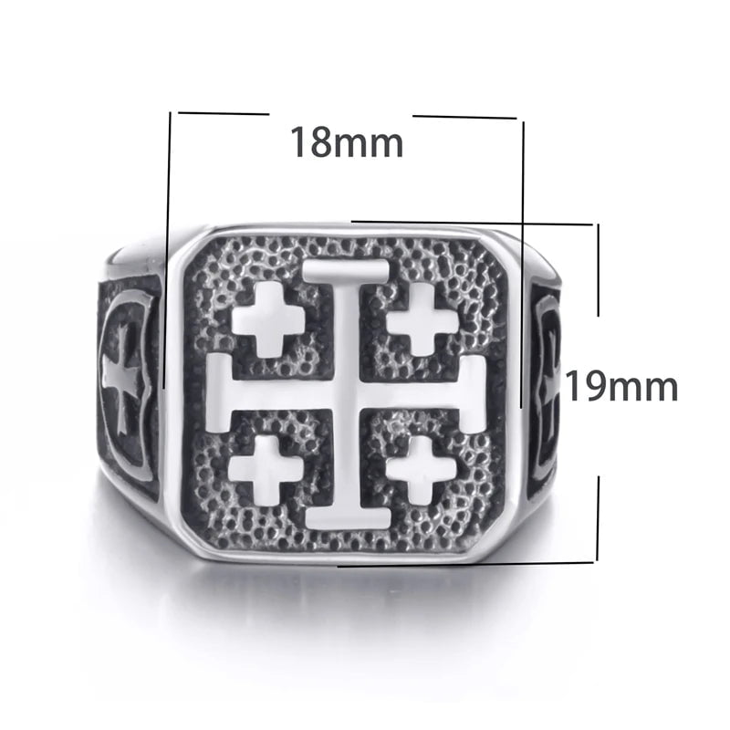 Wee Luxury Men Rings Vintage Men Stainless Steel Cross Rings