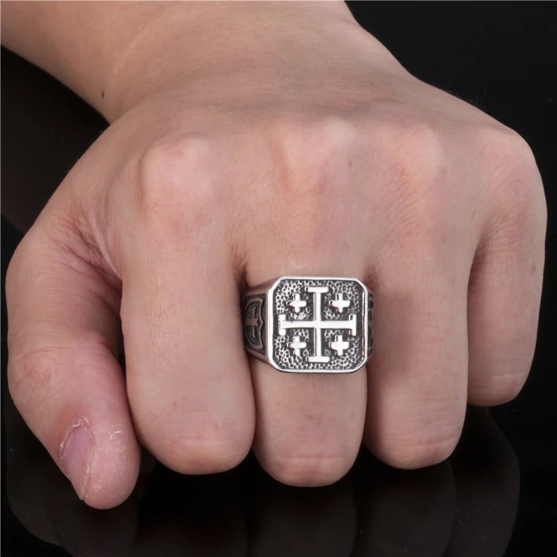 Wee Luxury Men Rings Vintage Men Stainless Steel Cross Rings