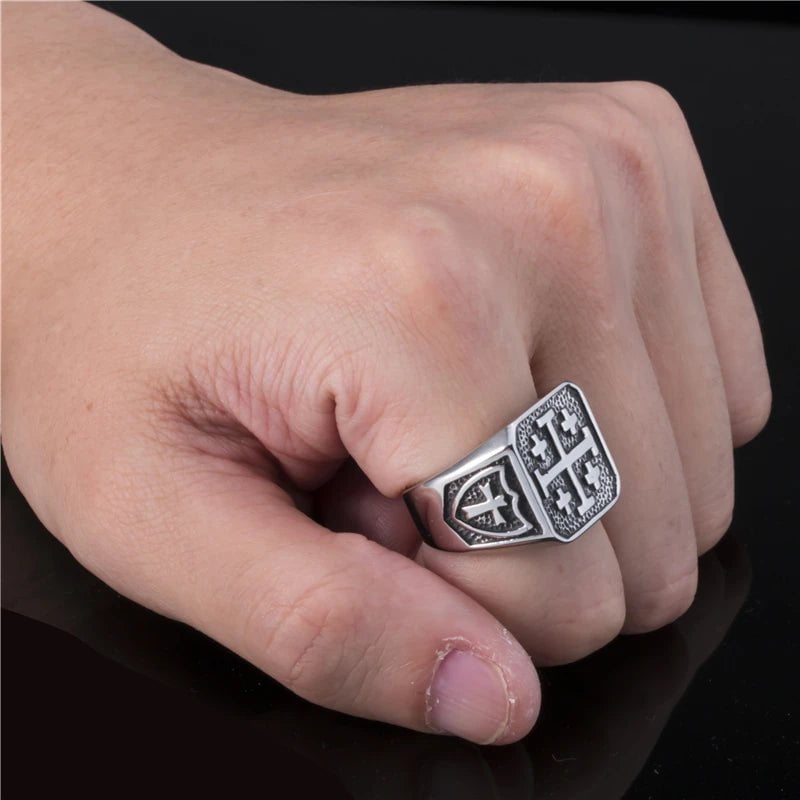 Wee Luxury Men Rings Vintage Men Stainless Steel Cross Rings