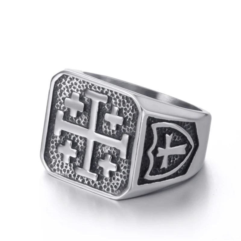 Wee Luxury Men Rings Vintage Men Stainless Steel Cross Rings