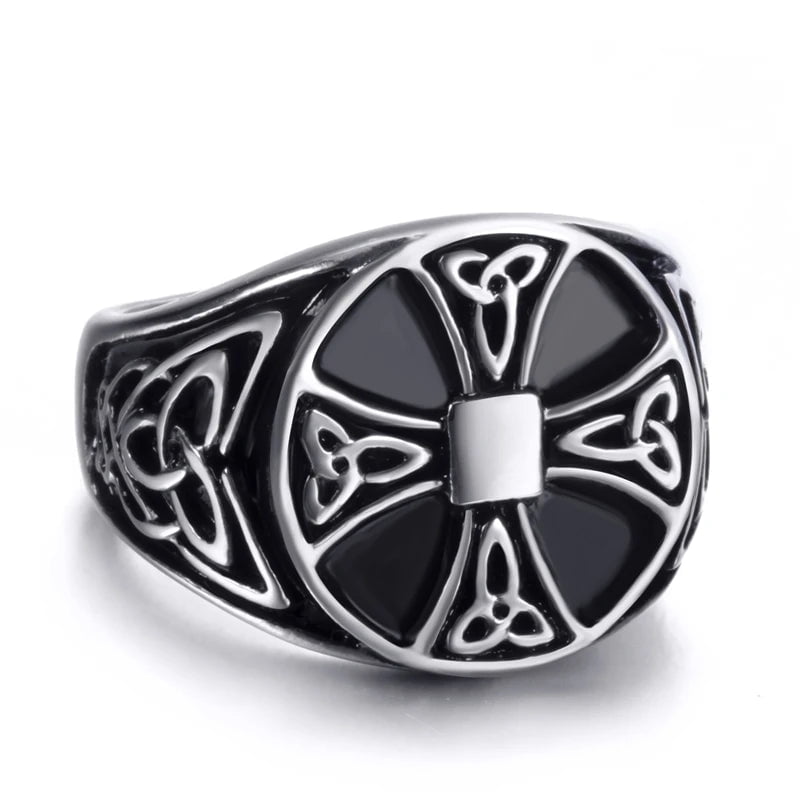 Wee Luxury Men Rings Vintage Men Stainless Steel Rings Solar Cross