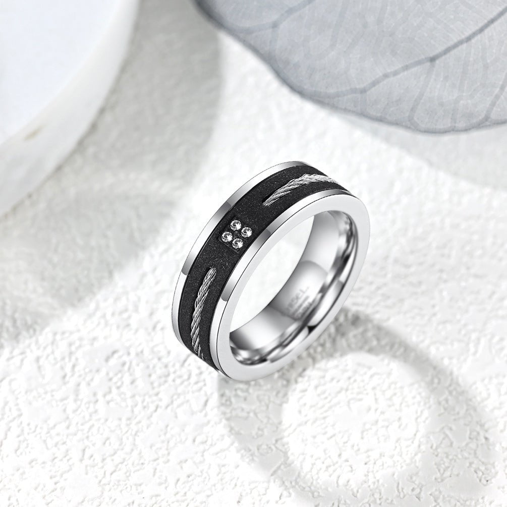 Wee Luxury Men Rings WireDetailed Trendy Steel Ring Embrace Masculine Charm