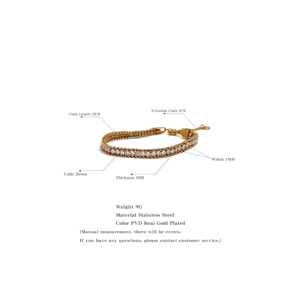 Wee Luxury Shiny Cubic Zirconia Chain Bracelet Bangle for Women