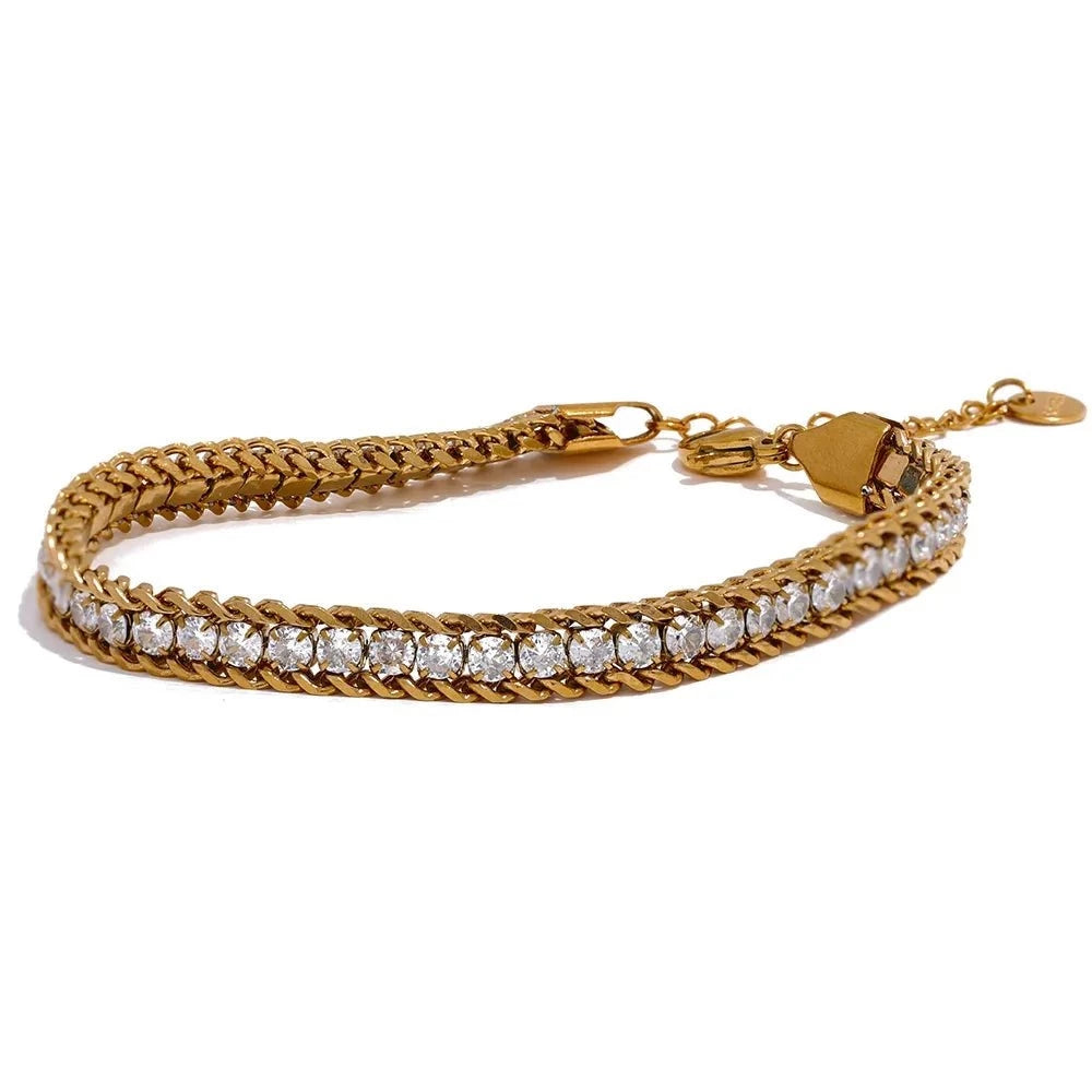 Wee Luxury Shiny Cubic Zirconia Chain Bracelet Bangle for Women