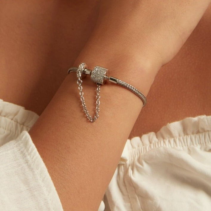 Wee Luxury Silver Bracelets Authentic Basic Charm Bracelet with Safety Chains