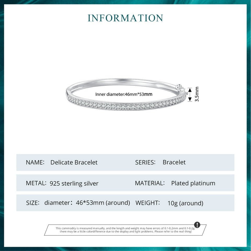 Wee Luxury Silver Bracelets Bangle Bracelet Plated in Platinum Fine Silver