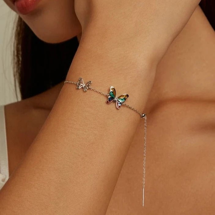 Wee Luxury Silver Bracelets Brilliant Butterfly Silver Chain Bracelet for Women